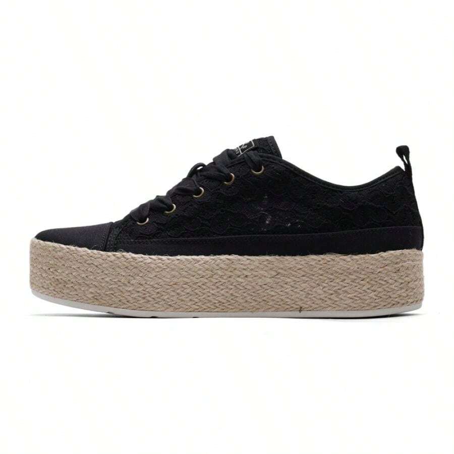 Skechers Giày thể thao nữ thường ngày, giày vải canvas thoáng khí buộc dây BOBS SESAME Series dành cho nữ, mẫu giày mới mùa xuân 2026 dành cho nữ 114008-BLK - màu đen - Xem 1