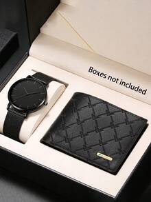 2pcs/3pcs/5pcs Men's Watch Gift Set, Ultra-Thin Quartz Watch With Scale Display And Sports Digital Watch, Multilayer Luxury Wallet, Coin Purse And Bracelet, Business Party, Suitable For Holidays, Birthday Gifts, High-End Gift Box, Father's Day, Valentine's Day - Black - View 7