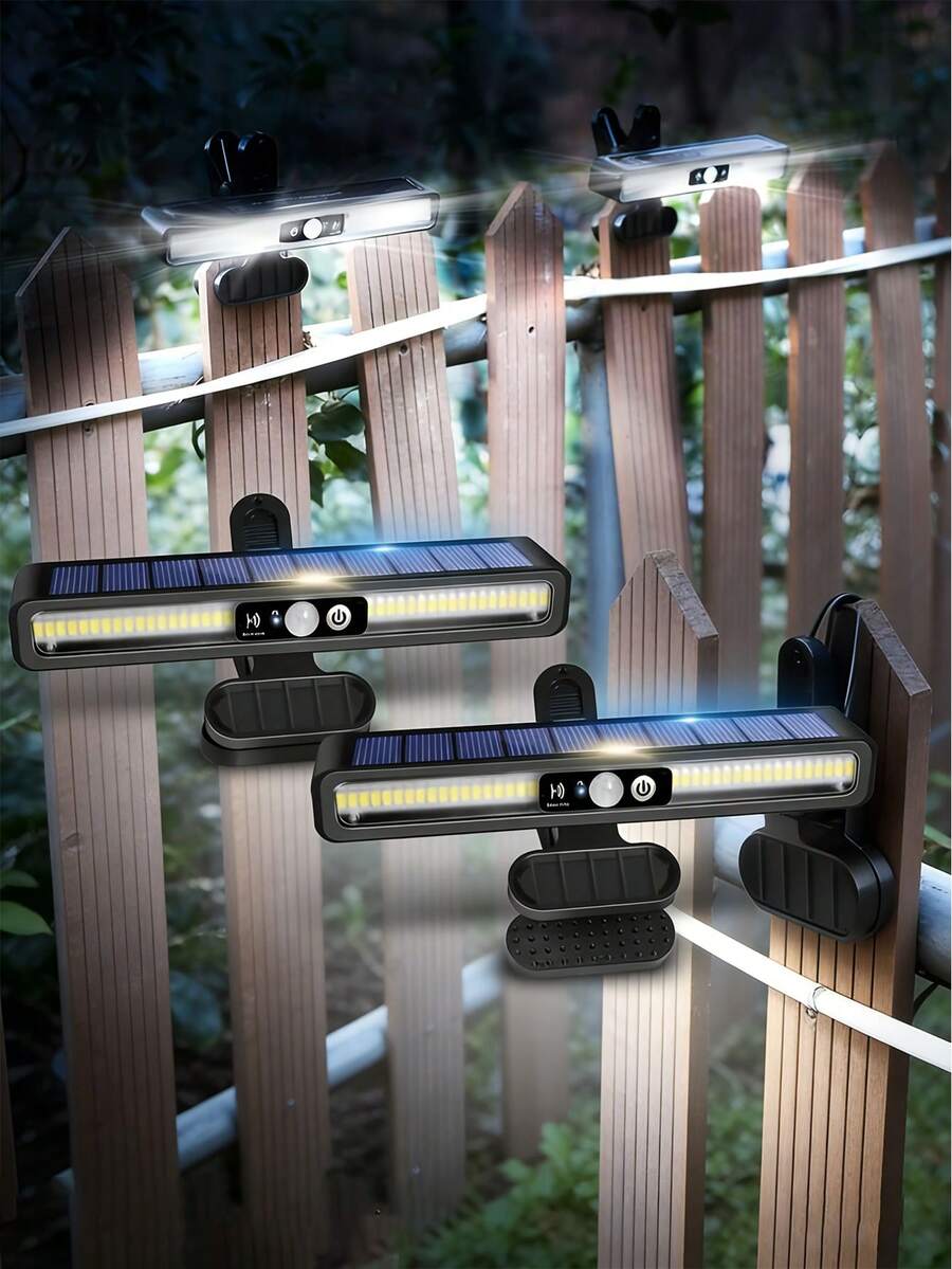 1/2/3pcs Solar Powered Motion Sensor Clip Light - IP65 Waterproof, Bright 5630 LED Bulbs, Auto On/Off, Clamp Or Wall Mount. Suitable For Camping, Garage, Yard And Commercial Lighting; Durable Construction. Great For Christmas Gifts And Decor. - Multicolor - View 1