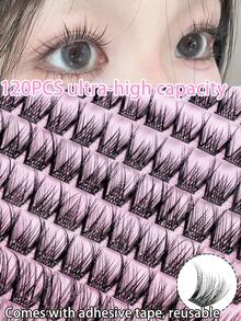 120pcs Self-Adhesive False Eyelash Clusters, Mixed Length Fluffy Set, No Glue Needed, Fluffy Individual False Lashes, Self-Adhesive DIY Eyelash Extension, Pre-Glued Lash Clusters, Natural Lengthening C-Curl Lash Clusters, No Glue Or Makeup Remover Needed, False Eyelashes, Lash Clusters, Individual False Lashes, Eyelashes, False Lashes - C - View 7