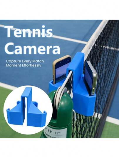 Clip-On Camera Mount Bracket With Dual Perspective System & ABS Housing - Secure Clip-On Net Mount Suitable For Action Cameras, GoPros, Smartphones For Tennis Training, Vlogging, Drone Recording Holder