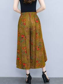 FANMUER Quần ống rộng dáng suông phong cách bohemian, in kỹ thuật số, kiểu dáng mùa hè mới, thích hợp cho nữ đi nghỉ mát. - Màu xanh Ô liu - Xem 9