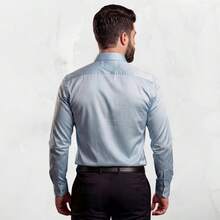 Men's Satin Shirt, Premium Fabric, Simple, Regular Fit, Button-Down - Verde - Ver 3