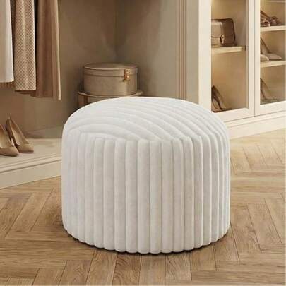1 chiếc đệm tròn không ruột, làm bằng bông nhung, không có ruột nhồi, ghế đôn tròn mềm mại có ngăn chứa đồ, kích thước 20 x 15 cm, dùng cho phòng khách, màu trắng.