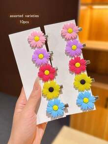 10pcs Sunflower Hair Clips, Korean Style Hairpins, Hair Accessories - 多色 3 - 查看 4