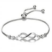 1 pieza Brazalete ajustable de figura de 8 con cristal geométrico minimalista para mujeres - Plateado - Ver 1