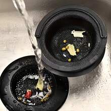 1pc Stainless Steel Black Round Kitchen Sink Strainer - Fine Mesh Drain Basket, Easy To Clean, Dishwasher , Anti-Rust Design, Anti-Clogging, Kitchen Sink Strainer, Anti-Clogging Tool - D - View 11
