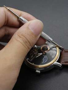 1 pieza Herramienta de reparación de correa de reloj, Removedor de pasador conector de correa y cadena de reloj, Abridor de pendientes metálico multifuncional de doble cabeza - Unitalla - Ver 2