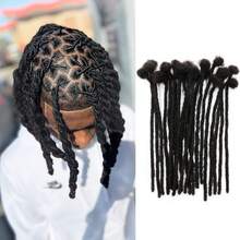 1 Pack 10 Strands Synthetic Dreadlock Extensions, 0.6cm Wide, Permanent Dreadlock Extensions, Unisex, 10/12 Inch Thickness Optional, Natural Black - Black - View 1
