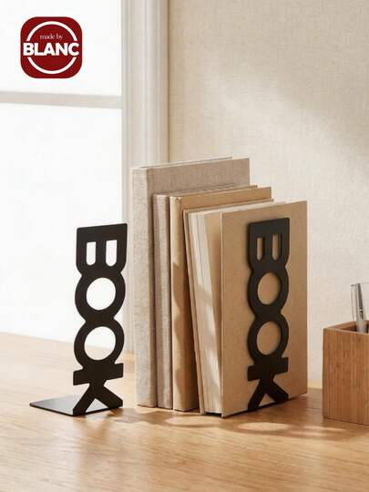 2pcs/Set Iron Decorative Bookend, Creative Letter Design Multi-Purpose Desktop Bookend For Office, School, Student, Book Storage Back To School