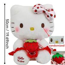 SANRIO 1个草莓KT猫毛绒玩具，大型毛绒娃娃，儿童安抚娃娃，睡眠枕头，汽车/房间装饰，节日礼物 - 紅色 - 查看 13