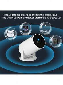 1pc Smart Portable Projector, Wireless Phone Mirroring, Audio Interface, Supports 4K 1080P Full HD, 180° Rotation, USB Powered, Suitable For Home Theater, Outdoor, Compatible With Phones, TVs, Laptops - Multicolor - View 5