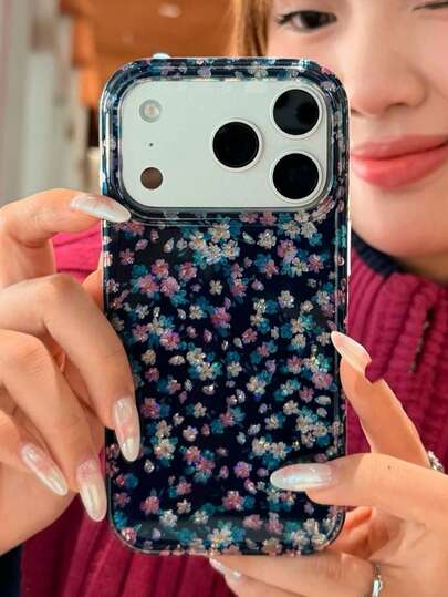 Ốp lưng điện thoại Sweet & Cool Retro Romantic Glitter Floral 17 Pro Max, tương thích với iPhone 16 Pro, 13, 14 Pro, 15 Pro, thiết kế hai lớp chống sốc sáng tạo.