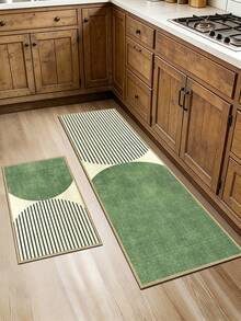 3.5mm Thick Rubber Linen Kitchen Mat, Modern Patchwork Style With Black Stripe Pattern, Waterproof And Easy To Clean Kitchen Rug, Suitable For Kitchen, Bathroom, Laundry Room, Hallway And Living Room - Multicolor - View 6