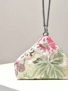 (Patrón aleatorio) Billetera pequeña, bolso con lentejuelas, patrón floral, bolsa bordada, bolso de novedad, adecuado para fiesta, baile de graduación, boda, billetera elegante para mujer, regalo para damas - Multicolor - Ver 4
