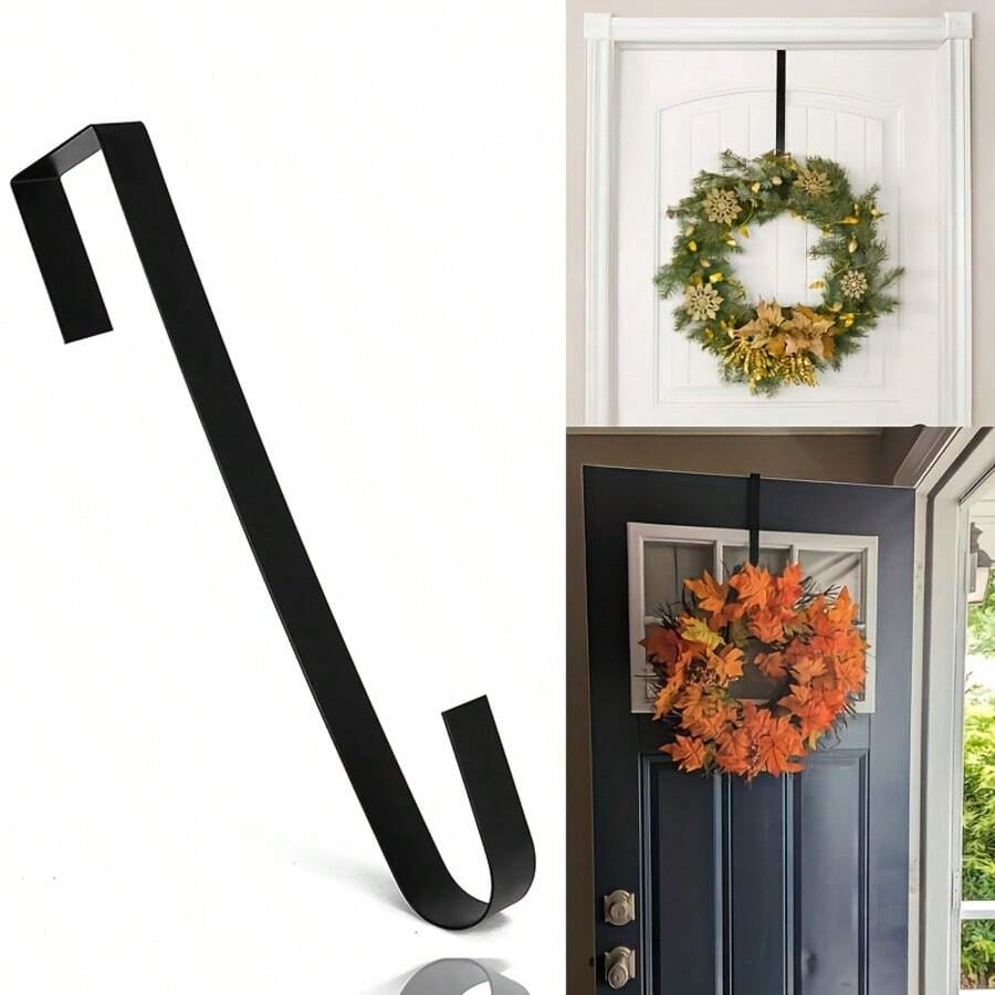 2/1pc No Drill Multi-Function Door Wreath Hanger Hook, Suitable For Hanging Wreaths, Clothes, Bags Etc., Great For Kitchen, Bedroom, Front Door Decor, Ideal For Spring Decor, Holiday Decor, Mother's Day & Easter Gifts, Garden Hooks, Room Decoration