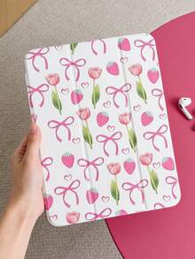 1 chiếc ốp lưng máy tính bảng vẽ họa tiết nơ, trái tim, dâu tây, hoa tulip, tương thích với iPad Mini 4/5/6/7, Air/Air2, 9.7/10.2/10.5, Air 4/5, Pro 11 inch, thế hệ thứ 10, Air 11 inch (M3) 2025, (A16) 11 inch thế hệ thứ 11 2025, Galaxy Tab A8 10.5 inch 2022. Bao gồm khe cắm bút cảm ứng, chân đế gập ba, bảo vệ cạnh mềm TPU, chức năng ngủ/thức từ tính, thiết kế trang nhã/minh họa/dễ thương/vui nhộn/cá tính. - Nhiều màu - Xem 1