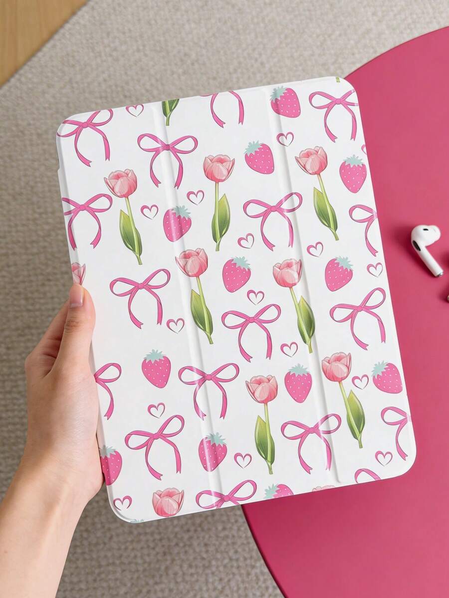1 chiếc ốp lưng máy tính bảng vẽ họa tiết nơ, trái tim, dâu tây, hoa tulip, tương thích với iPad Mini 4/5/6/7, Air/Air2, 9.7/10.2/10.5, Air 4/5, Pro 11 inch, thế hệ thứ 10, Air 11 inch (M3) 2025, (A16) 11 inch thế hệ thứ 11 2025, Galaxy Tab A8 10.5 inch 2022. Bao gồm khe cắm bút cảm ứng, chân đế gập ba, bảo vệ cạnh mềm TPU, chức năng ngủ/thức từ tính, thiết kế trang nhã/minh họa/dễ thương/vui nhộn/cá tính. - Nhiều màu - Xem 1