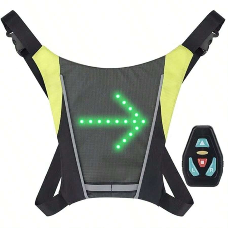 Reflective Cycling Vest, Reflective Backpack Clip, USB Rechargeable, With LED Flashing Remote Control, Cycling And Running Safety Gear - Grey - View 1