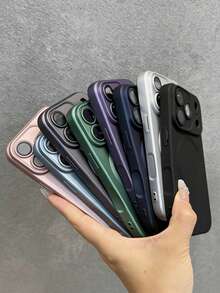 VRNOEI Luxury Matte Metallic Sheen Magnetic Phone Case Compatible With IPhone 16 11 12 13 14 15 17 Pro Max Cases Magnetic Wireless Charging With Camera Lens Protector Shockproof Soft Cover - Dark Purple - View 4