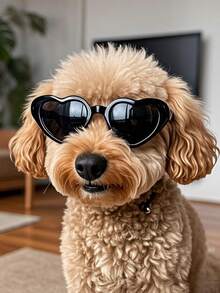 一副小型犬太阳镜，心形设计，防紫外线，可调节镜带，防水防风防雾，保护狗狗眼睛，适合海滩玩耍。猫狗通用，时尚可爱拍照道具，生日礼物，防晒（随机新旧款） - 彩色 - 查看 3