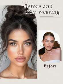 1pc Dragon Beard Bangs Synthetic Wig, Figure-Eight Shape, Slightly Curled On Both Sides, Naturally Modifies The Face Shape, Figure-Eight Bangs, Hair Clip, Hair Claw, Hair Clip, Hair Clip, Hair Accessories - Multicolor - View 4