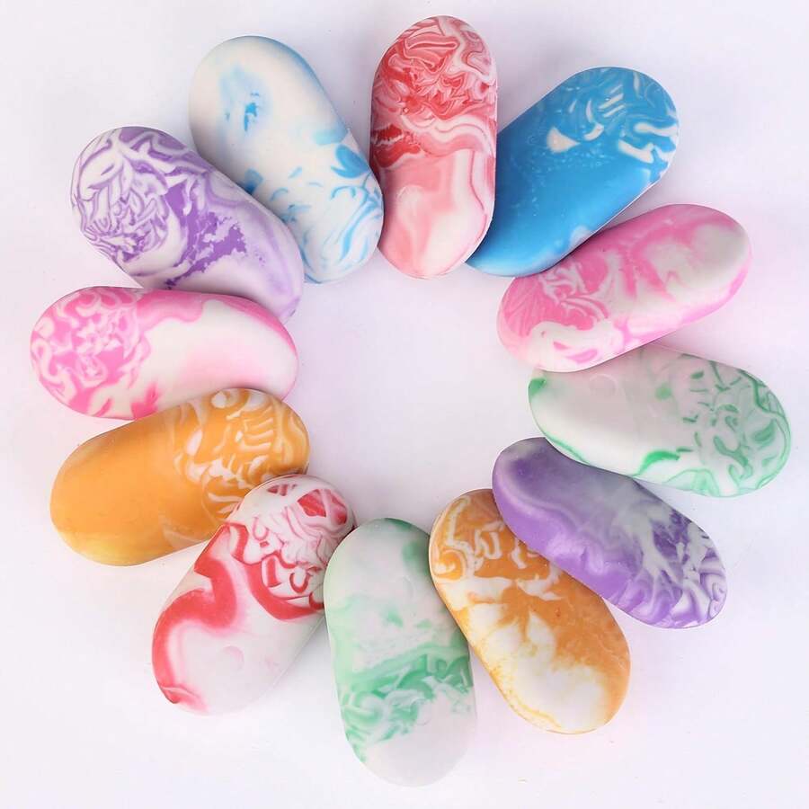 Bộ 6 cục tẩy có họa tiết, hình bầu dục độc đáo, tẩy sạch dễ dàng, đồ dùng văn phòng phẩm dễ thương. - Bộ - Xem 1
