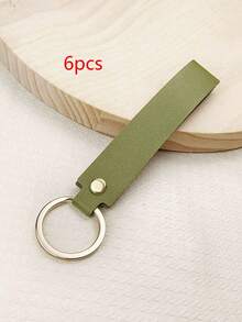 3/6pcs Versatile Solid Color Leather Keychains, Wristlet, Bag Charms, Couple Keyrings, Perfect Gifts School Car Accessories Cute Goth Y2k - Multicolor - View 5