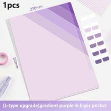 Carpeta de archivo con 6 bolsillos transparentes con diseño degradado de verde-azul-morado, tamaño A4, para estudiantes y oficina, almacenamiento de exámenes, organizador de documentos de plástico duradero con espacio para etiqueta - Multicolor - Ver 11