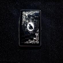 Handmade Creative Vintage Gothic Dark Style Crocodile Texture Black Cat Embossed Cigarette Case, Portable Moisture-Proof Storage Box, Birthday Holiday Gift - Black - View 13