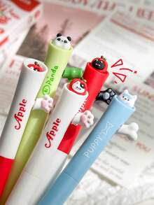 4pcs Cute Cartoon Animal Hide And Seek Retractable Gel Pen Set, ST Nib, 0.5mm Black Ink, Replaceable Refills Design, Quick Dry Smooth Writing For Children As A Gift, Practicing Handwriting - Multicolor - View 8