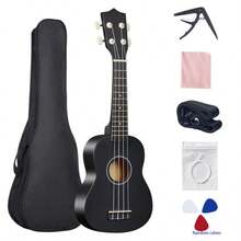Đàn Ukulele gỗ 21 inch, màu gỗ tự nhiên, bộ dành cho người mới bắt đầu, kèm túi đựng, miếng gảy và dây đàn dự phòng. - Nhiều màu - Xem 9