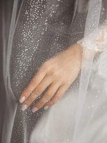 Bling Bling Bridal Veil, Single Layer Bridal Veil With Hair Comb, Available In Multiple Sizes, Dreamy Printed Starry Sky Veil - Straight White - View 11