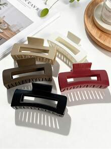5件套女士简约硅胶柔软防滑发夹套装，优雅别致软骨方形镂空纯色发爪组合，适合日常通勤、度假、居家休闲、节日、婚礼、盘发造型，夏季发饰沙滩发夹，度假旅行必备 - 彩色 - 查看 4