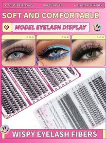 704片假睫毛，D卷度，5-18毫米大容量DIY睫毛簇，自然妆效，下睫毛，便携，高品质单簇假睫毛，化妆用品，3D效果睫毛簇，30D+40D+50D - D - 查看 3