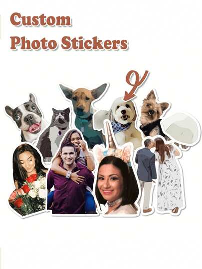 Customized Photo Stickers, Use Your Own Images, Photo Customized Decorative Stickers Suitable For Water Bottles, Laptops, Cars, Multi-Color Mixed, One-Time Use, Customizable