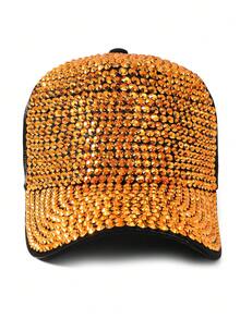 1顶女士可调节水钻棒球帽，时尚百搭尖顶帽，情侣款 - 棒球帽 - 查看 6