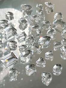 35颗透明美甲水钻，白色水晶尖底大钻，冰白裸钻，超闪亮冰晶弯心美甲钻，美甲配件，美甲用品 - 白色 - 查看 2