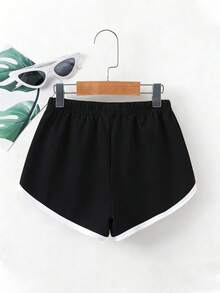 Bộ 2 món gồm áo croptop và quần short phối màu in hoa dành cho nữ tuổi teen, chất liệu mềm mại, trang phục mùa hè thường ngày, quần áo nữ, trang phục tuổi teen, quần short nữ, bộ đồ nữ. - màu đen - Xem 8