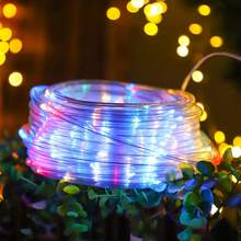 Đèn dây LED năng lượng mặt trời dẻo, thích hợp để quấn quanh cây cối, hàng rào, cột trụ, thiết kế DIY, đèn ngoài trời năng lượng mặt trời bằng PVC trong suốt, 8 chế độ chiếu sáng, chống nước IPX4, thích hợp cho sân vườn, hiên nhà, trang trí ngày lễ. - ánh sáng màu - Xem 4