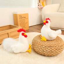 1个逼真白色公鸡毛绒玩偶，可爱卡通站立玩偶，柔软舒适，送给女孩、男孩、朋友的甜蜜礼物，生日礼物，新奇纪念品 - 彩色 - 查看 10