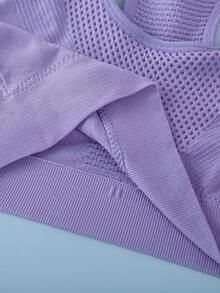 Sujetador deportivo para mujer, top corto con espalda de tirantes para yoga, fitness y running - Morado Violeta - Ver 6
