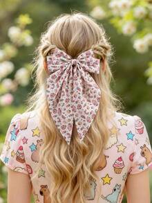 1 pieza Lazos grandes de pelo con cinta colorida, Pinzas para el pelo con estampado de Capibara y frutas, Hebillas de pelo lindas para niñas y adolescentes, regalos para fiestas de primavera y verano - Multicolor - Ver 2