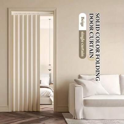 1 pieza Persiana plegable plisada, tipo bloqueador de viento, con correa colgante y gancho, adecuada para sala de estar, dormitorio y cocina. Disponible en varios colores y tamaños, diseño de fácil cuidado, elegante cortina para sala de estar, partición de dormitorio, diseño plegable, textura suave