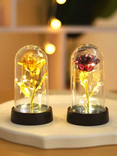 1个彩色玫瑰造型夜灯，家居装饰，房间装饰，卧室装饰，桌面装饰照明摆件，情侣、母亲节/送给姐妹/妻子的理想礼物，也适合儿童节氛围营造，夜灯装饰