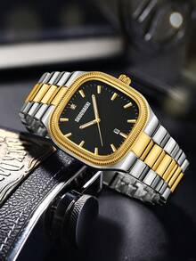 1 chiếc đồng hồ nam vuông thời trang, kiểu dáng casual, chạy bằng pin thạch anh, đa năng, thích hợp làm quà tặng. - Một cỡ - Xem 4