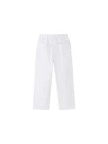Annil 【纯棉】儿童服装 男女童校园活力工装仿牛仔休闲裤 春季新款时尚纯色直筒裤 - 米白色 - 查看 3