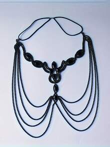 1 chiếc mặt nạ hóa trang màu đen phóng đại thời trang, mặt nạ đa năng đính đá lấp lánh dành cho hộp đêm, phụ kiện độc đáo - màu đen - Xem 6