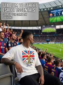 2026 FIFA World Cup Men's Plus - Size T - Shirt With UK Flag, Trophy & Soccer Balls Print - 100% Cotton Breathable Comfort Essential For Team Cheering - trắng - Xem 3