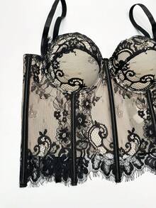 Dravelle Áo camisole ren hoa dành cho nữ, thanh lịch và gợi cảm cho kỳ nghỉ. - màu đen - Xem 5